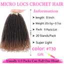 COOKOO 9 Packs Pre-twisted Micro Twist Crochet Hair 8 Inch Ombre Brown Pre-looped Mini Passion Twist Crochet Hair for Mini Senegalese Twists Hair Synthetic Hair Extensions(1B/30#)