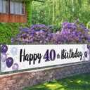Happy 40th Birthday Decorations,40th Purple Balloon Large Birthday Hanging Banner Sign,Forty Years Old Bday Party Supplies.