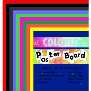 Neon Poster Board 30 Sheets- 22x28-Inch Double-Sided Color Cardstock Paper,Ideal for Signs,Crafts,Projects - 10 Assorted Colors in Bulk Pack,Three of each color