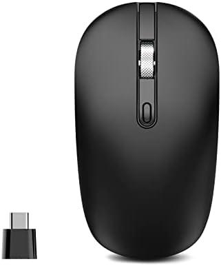 cimetech Type C Wireless Mouse, USB C Mice 2.4G Silent Cordless with Type C Receiver, Portable Computer Mouse for Laptop, Notebook, MacBook Pro Air, Windows, Linux - Ambidextrous Black