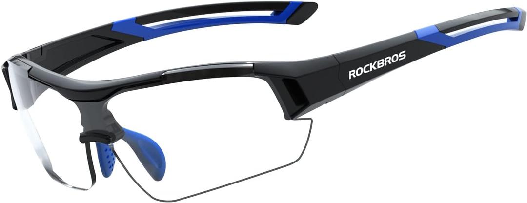 ROCKBROS Photochromic Sunglasses for Men Women Safety Cycling Glasses UV Protection Outdoor Sport Sunglasses (Black Blue)
