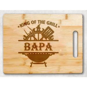 King Of The Grill Cutting Board For Bapa Griller - Grandpa Gift - Bapa's Bbq - Grilling Gift For Men - Fathers Day Cutting Board - Grill Master - Best Bapa Cutting Board