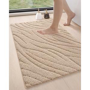 DEXI Bathroom Rugs 24x36, Extra Soft Absorbent Bath Mat, Non Slip Bathmat for Bathroom Floor, Machine Washable Rugs for Shower Floor, Beige