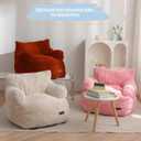 MAXYOYO Kids Bean Bag Chair, Stuffed Toddler Bean Bag Sofa with Filler Cozy for Boys and Girls, Lazy Sofa with Pocket Floor Chair for Gaming, Reading, Orange