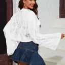 Womens Gothic Short Sweaters Oversized Punk Goth Sweater Long Bell Sleeve Knitting Crop Tops US Size S-XL (White, M)