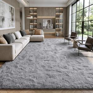 10x14 Area Rugs for Living Room, Large Fluffy Carpet for Bedroom Office Dorm Room, Soft Plush Shag Non Slip Indoor Floor Rug, Home Dcor Aesthetic Carpet, Machine Washable, Grey
