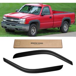 Window Visors for 1999-2006 Chevy Silverado & Sierra 1500/2500, Rain Guards Vent Shield Shade Deflector Dark Smoke 2001-2006 Silverado & Sierra 3500, 2007 Classic(Standard Cab), 2PCS, Tape-On (For 99-07 Silverado & Sierra)