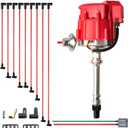 MAS Racing HEI Distributor&Spark Plug Wires & Free Pigtail Wire Harness Combo Kit Red Cap Replacement for Chevy 283 302 307 327 350 396 400 402 427 454 gm SBC BBC 65k Coil 7500RPM Chevrolet C10 GMC V8