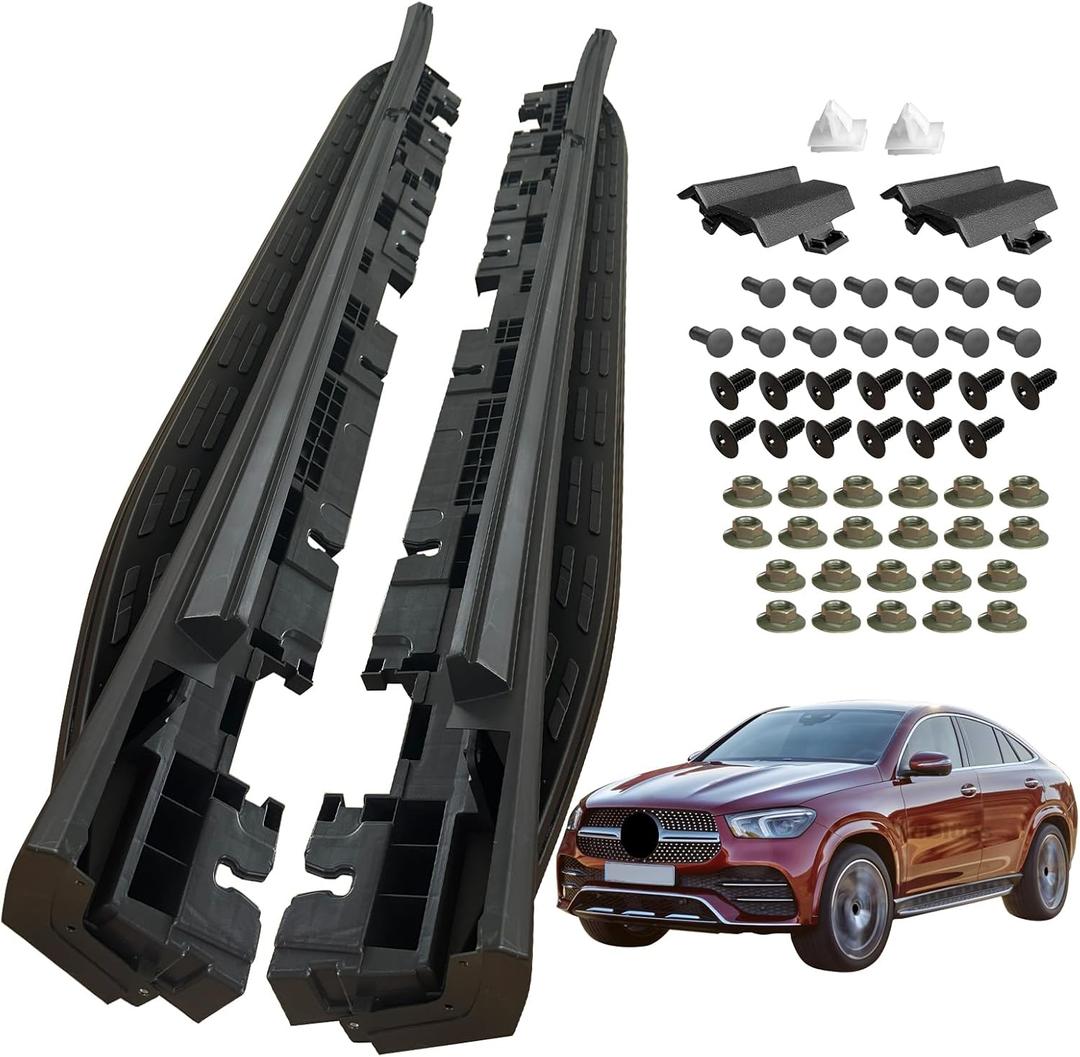 Running Boards Side Pedal Compatible with 2020 2021 2022 2023 2024 Mercedes Benz GLE-Class Coupe C167 GLE 53 AMG GLE 63 AMG Side Steps with Brackets,2 PCS Right & Left Side Step Rail Nerf Bars(Black)