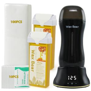 WAX BEAR Hair Removal Wax Kit, Roll-on Waxing Kit with Digital Heater, Honey Wax Cartridges, Wax Strips, After-Waxing Wipes, for Women and Men - Body Hair Removal, Sensitive Skin, Unisex