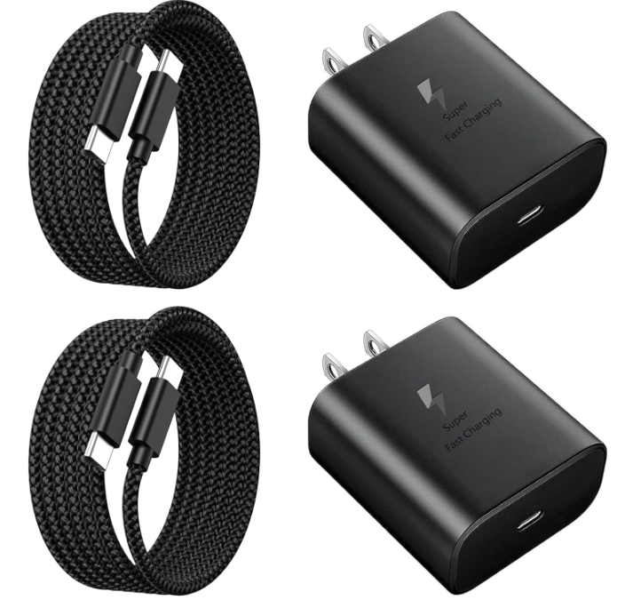 45W Super Fast Charger USB C 3.0 with Type C Charging Nylon Braided Cable Compatible with Samsung Charger Fast Charging Cord for Galaxy S25 Ultra/S24/S23/S22