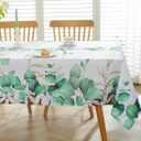 SASTYBALE Spring Summer Tablecloth for Rectangle Tables, Spillproof Table Cloth with Printed Eucalyptus Leaves, Washable Floral Table Cover for Picnic Party Dinner Decor (Rectangle, 52" x70")