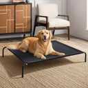 Elevated Dog Bed, Raised Outdoor Dog Cots Beds for Medium Dogs, Waterproof for Indoor & Outdoor, Cooling Hammock Cot with Breathable Mesh, Black, 37 Inches