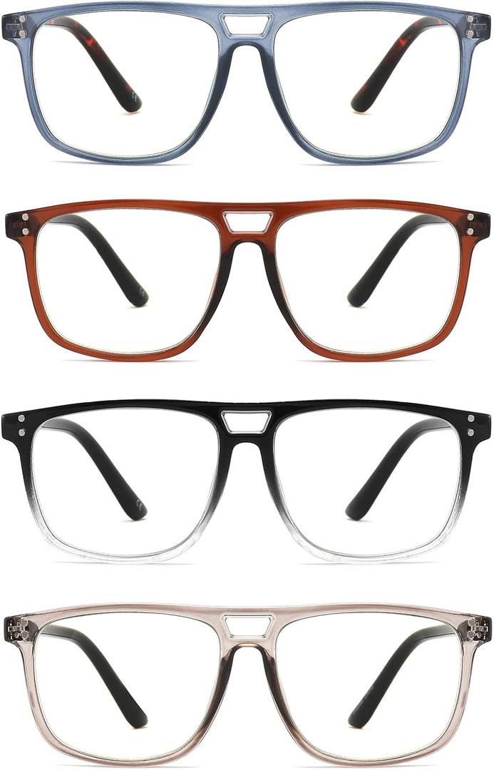 IVNUOYI 4 Pack Reading Glasses for Women Men,Blue Light Blocking Readers,Vintage Frame Eyeglasses with Spring Hinges
