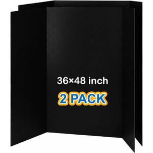 VinTS 2 PCS 36" x 48" Trifold Poster Board,Black Display Tri-fold Cardboard