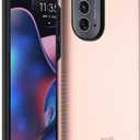 TUDIA DualShield Merge Phone Case for Motorola Edge 2022 - Shockproof, Military Grade, Slim, Non-Slip, Dual Layer, Heavy Duty & Protector Cover Protective Phone Case - Rose Gold