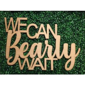 We Can Bearly Wait Sign,16 x 13 inch Baby Shower Backdrop Sign for Gender Reveal Party Decor Stylish Photo Backdrop for Baby Boys and Girls
