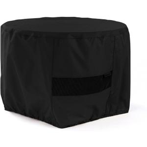 Covermates Classic Round Outdoor Fire Pit Cover All-Weather, Water-Resistant Heavy-Duty Viny with Mesh Vent, Elastic Hem for Patio Furniture Protection, Round 30DIAMETER x 18H, Black