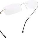 LifeArt Blue Light Blocking Computer Reading Glasses, Men’s and Women’s Rimless Frame, Anti Eyestrain, +2.50 Magnification
