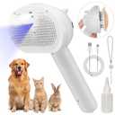 Pet Steam Brush for Shedding, 4 In 1 Brush for Long & Short Haired Cat&Dog, Self-Cleaning Hair Remover with Water Tank And LED Blue Light, Release Button(grey)