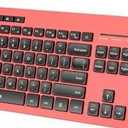 seenda Wireless Keyboard, 2.4GHz Cordless Quiet Keyboard with USB Receiver, Full Size Cute Red Combo, Compatible for Windows Laptop Computer Desktop PC, Black and Red