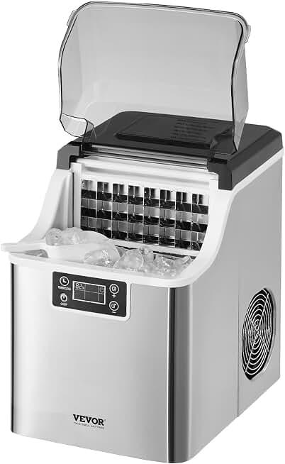 VEVOR Countertop Ice Maker, 24 Cubes Ready in 15 Mins, 45lbs in 24Hrs, Self-Cleaning Portable Ice Maker with Ice Scoop and Basket, Ice Machine with 3 Sizes Ice Cube for Home Kitchen Office Party