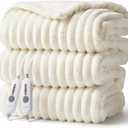 GarveeHome Electric Blanket King, Heated Blanket Dual Control Cozy Faux Rabbit Fur with 4 Heating Levels & 10H Auto Off, OverHeat Protection, Machine Washable, ETL Certification, Beige White 90"x100"