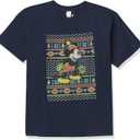Disney Characters VTG Mickey Sweater Boy's Solid Crew Tee, Navy Blue, Small