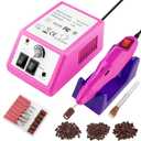 Professional Electric Nail Drill Machine Nails File Kit Manicure Pedicure Set for Acrylic Nail Gel Dip Powder Art Shape Remover Tool Polisher Grinder Low Noise with 156pcs Sanding Bands (Pink)