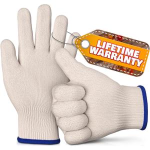 Heat Resistant Gloves for Cooking & Grilling  Aramid Oven Mitts Gloves with Fingers, Thick Knit Design, Withstands Up to 932F  Ensures Hand Protection and Secure Grip for Baking, Fryer, and BBQ