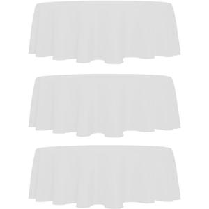 3 Pack White Tablecloths for Round Tables 120 x 120 Inch, Wrinkle Resistant Polyester Table Cloth, Polyester Fabric Table Covers for Wedding, Party, Banquet