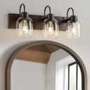 Oil Rubbed Bronze Bathroom Vanity Light, 3-Lights Farmhouse Bathroom Vanity Lighting Fixtures Over Mirror, Vintage Rusitc Vanity Light Fixutres with Clear Glass Shade, 22 inch Wall Wall Sconces