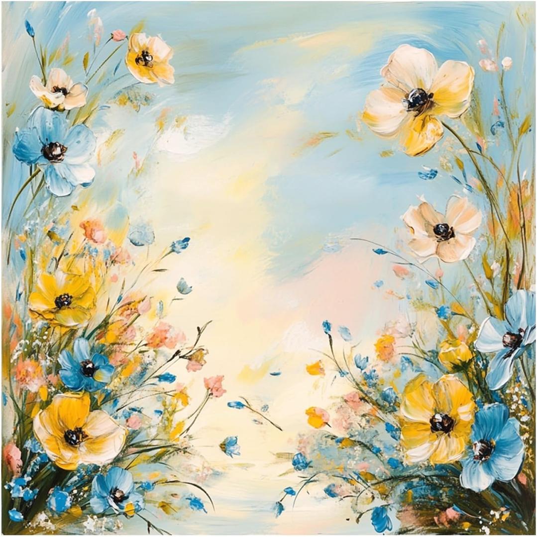 51buyoutgo 11CT Stamped Cross Stitch Kits for Adults - 12x12 in Embroidery Kit with Funny Easy Washable Flower Pattern, Pre Printed Fabric, Fit for DIY Home Decor, Mom Gifts & Stress Relief