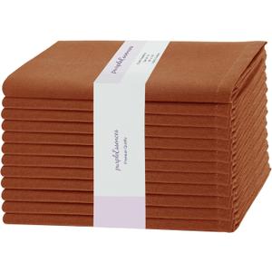 PurpleEssences Rust Set of 12 Cloth Dinner Napkins 100% Cotton 18x18 Inch - Soft Durable Washable - Ideal for Farmhouse Party Fall Thanksgiving - Perfect Everyday Use Table Linen - Rust