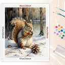 Wildlife Paint by Numbers Kit for Adults - DIY Squirrel in Snowy Forest Painting on Rolled Canvas 16x20 Inches, Acrylic Paint Set, Suitable for Beginners, Art for Home Decoration or Gifts