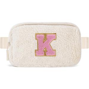 Uygafly Birthday Graduation Gifts for 5 6 7 8 9 10 11 12 13 14 15 16 Year Old Girl,Initials Fanny Pack Crossbody Bag for Girls Kids,Trendy Cute Purse Stuff - K,Cream