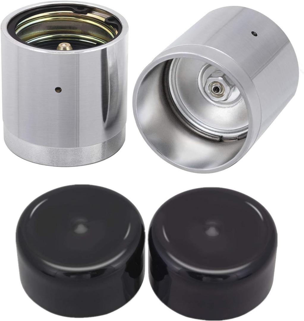 XIKE 2 Set 1.98" Chrome Protectors/Dust Covers/Grease Cap, Fits Trailer Wheel Hub 2,000 to 3,500 lb Axles - Black.