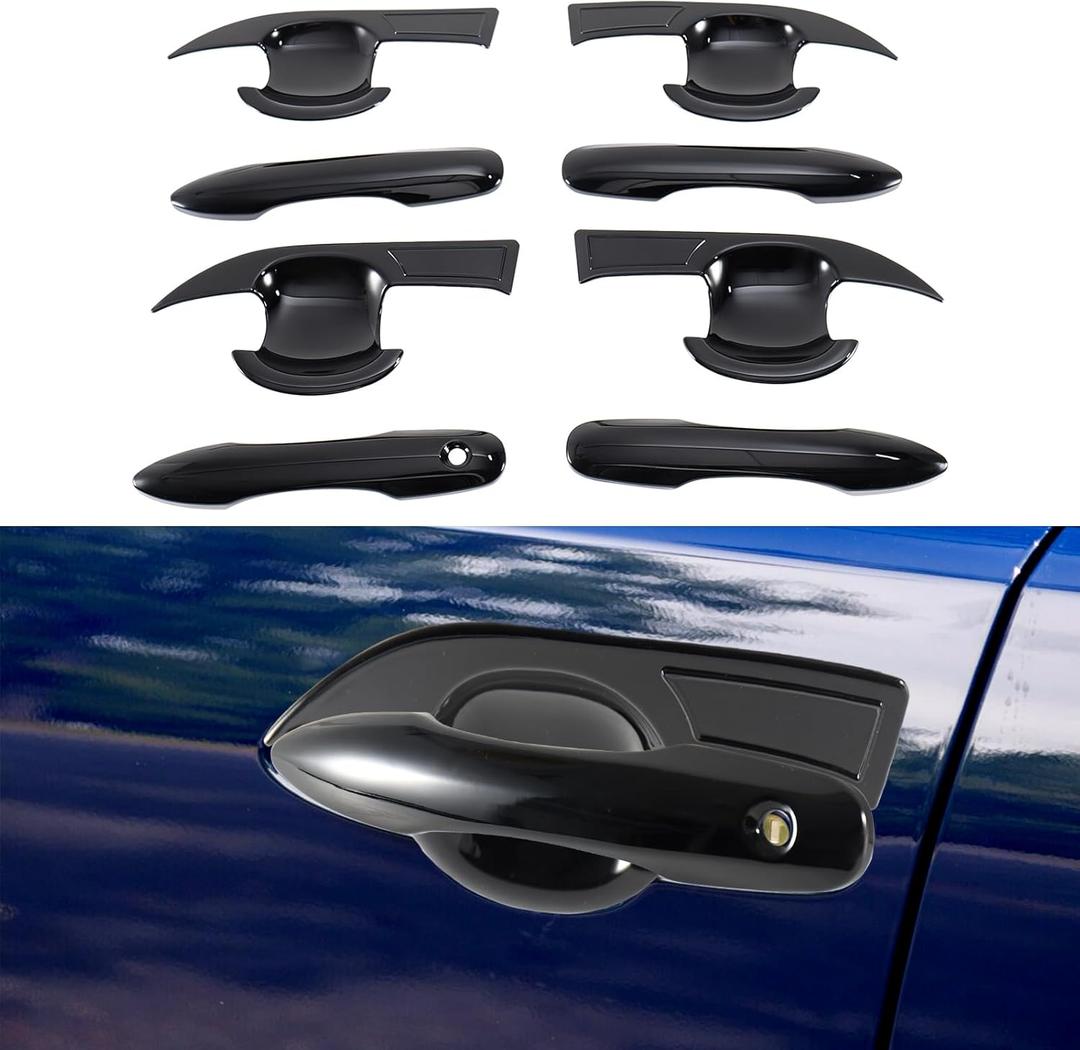 Exterior Door Handle Bowl Covers Compatible with Toyota Corolla 2025 2024 2023 2022 2021 2020 No SKH ABS Glossy Black