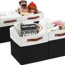 DECOMOMO Fabric Cube Storage Bins - Storage Baskets for Shelves, Cube Storage Organizer for Kallax and Cubbies (Black & White, 13 Inch Cube) - 4 Pack