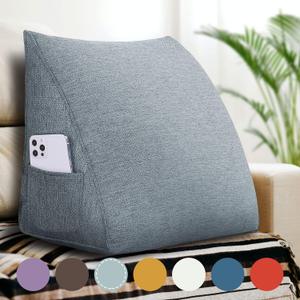 Small Wedge Pillow Headboard Reading Pillow for Sitting Up in Bed Adult Backrest Triangle Bolster Pillow for Couch Daybed Cushion Lumbar Body Support Leg PositioningGray, Small (Grey)