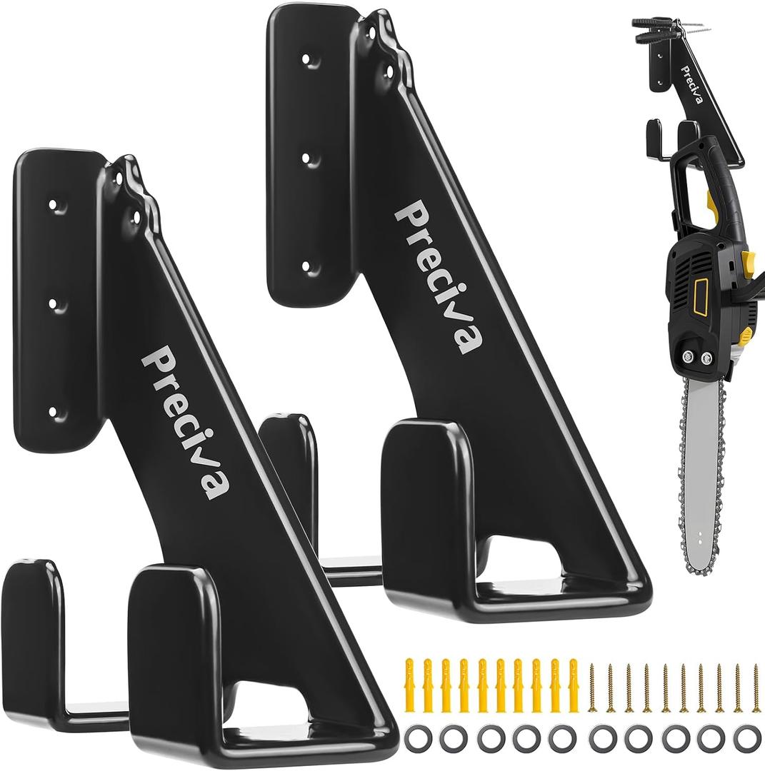 Preciva Heavy Duty Chainsaw Holder, 2 Pack Chainsaw Wall Mount, Garage Organization Garage Storage Shed Organizer Mounted Chainsaw Rack
