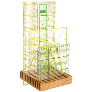 Pinkunn 1 Piece Wooden Quilting Ruler Holder Organizer 6 Inch 12 Slot Grids Ruler Rack for Quilting and Sewing, Ideal for Home Office Desk Storage(Brown)