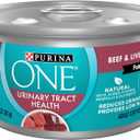 Purina ONE Urinary Tract Health, Natural Pate Wet Cat Food, Urinary Tract Health Beef & Liver Recipe - (Pack of 24) 3 oz. Pull-Top Cans BB: 03/2026