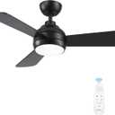 42 Inch Ceiling Fans with Lights, Black Ceiling Fan with Light and Remote Control, Reversible, 6 Speeds, 3CCT, Dimmable, Modern LED Ceiling Fan for Bedroom, Indoor/Outdoor