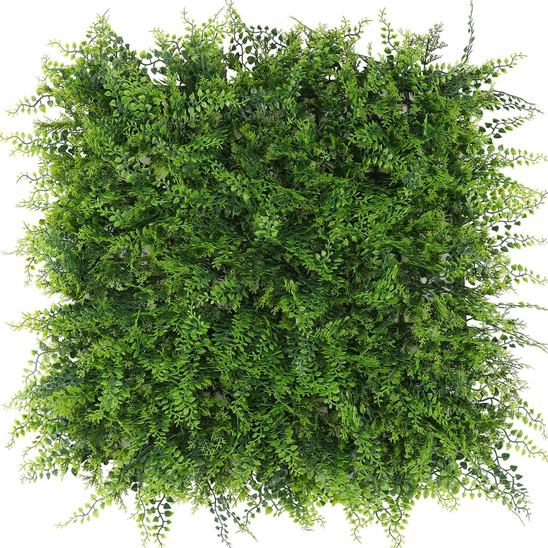 Luyue 12pcs Artificial Grass Wall Panels Greenery Backdrop 20”×20” Green Ivy Hedge Panel Greenery Grass Wall Decor Privacy Screen Wall Backdrop