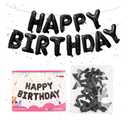 Black Happy Birthday Balloons Banner with Bowknot 16 Inch Mylar Foil Letters Birthday Sign Banners for Girls Boys Kids & Adults Birthday Decorations Halloween Party Supplies