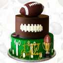 Large Football Cake Toppers 8pcs Include 5 Balls of Different Sizes 2 Trophies and 1 Happy Birthday Sign for Cake Decoration Sport Theme Party Ceremony