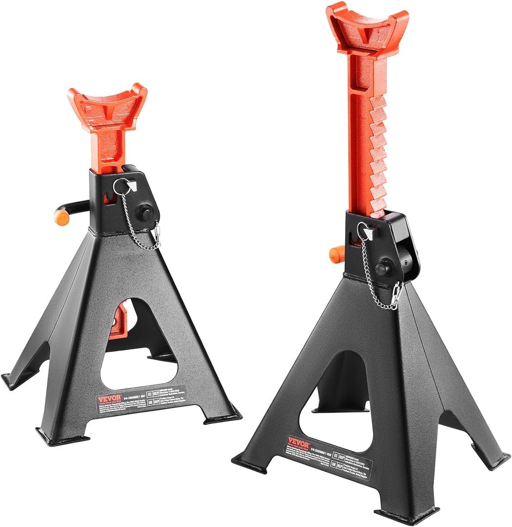 VEVOR Jack Stands, 6 Ton (13,000 lbs) Capacity Car Jack Stands Double Locking, 14.2-23 inch Adjustable Height, for Lifting SUV, Pickup Truck, Car and UTV/ATV, Red, 1 Pair