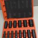 TONYNOL 1/2 Inch Deep Drive Impact Socket Set,6-Point,SAE(3/8" to 1-1/4"),14 Pcs,Cr-Mo Steel,With a Storage Case