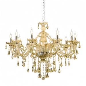 Durahonn Cognac K9 Crystal Chandeliers Lighting Fixture10 Lights, Classic Vintage Crystal Candle Chandelier, E12 Crystal Pendant Light Fixtures for Home Store Hallway (10 Lights)